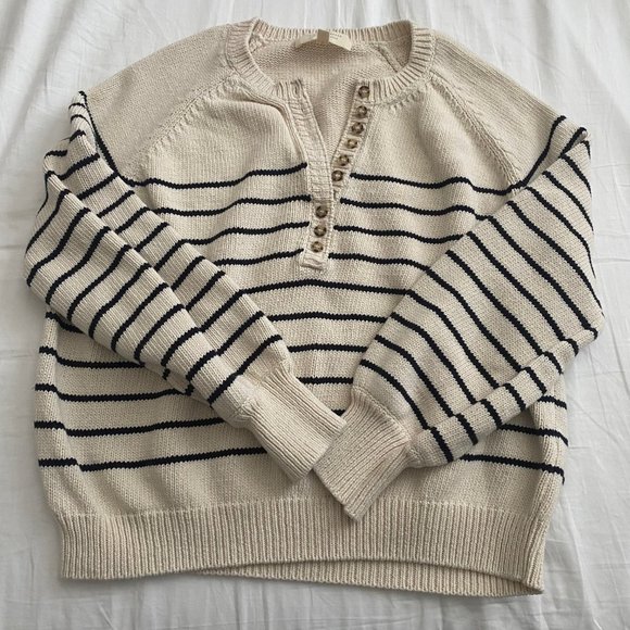 Sezane Sweaters - Sezane Ecru/Navy Leontine Jumper Size XS